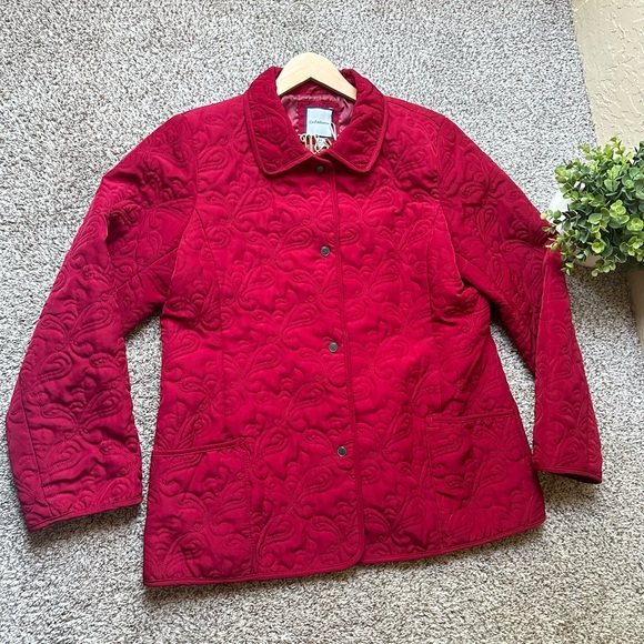 Croft & Barrow Women's Quilted Snap Button Jacket - Red - Picture 3 of 12